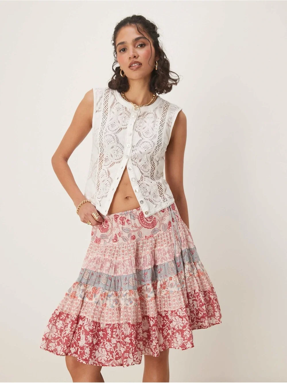 𝓯𝓹 Free People ~ Many Layers Midi Skirt - Picture 7 of 13